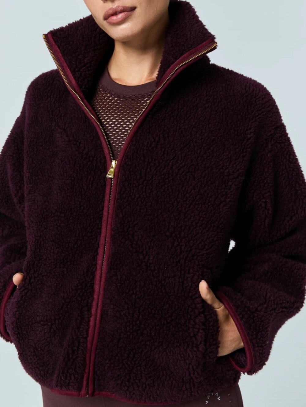 Varley Highwood Sherpa Jacket Fig Burgundy Size S